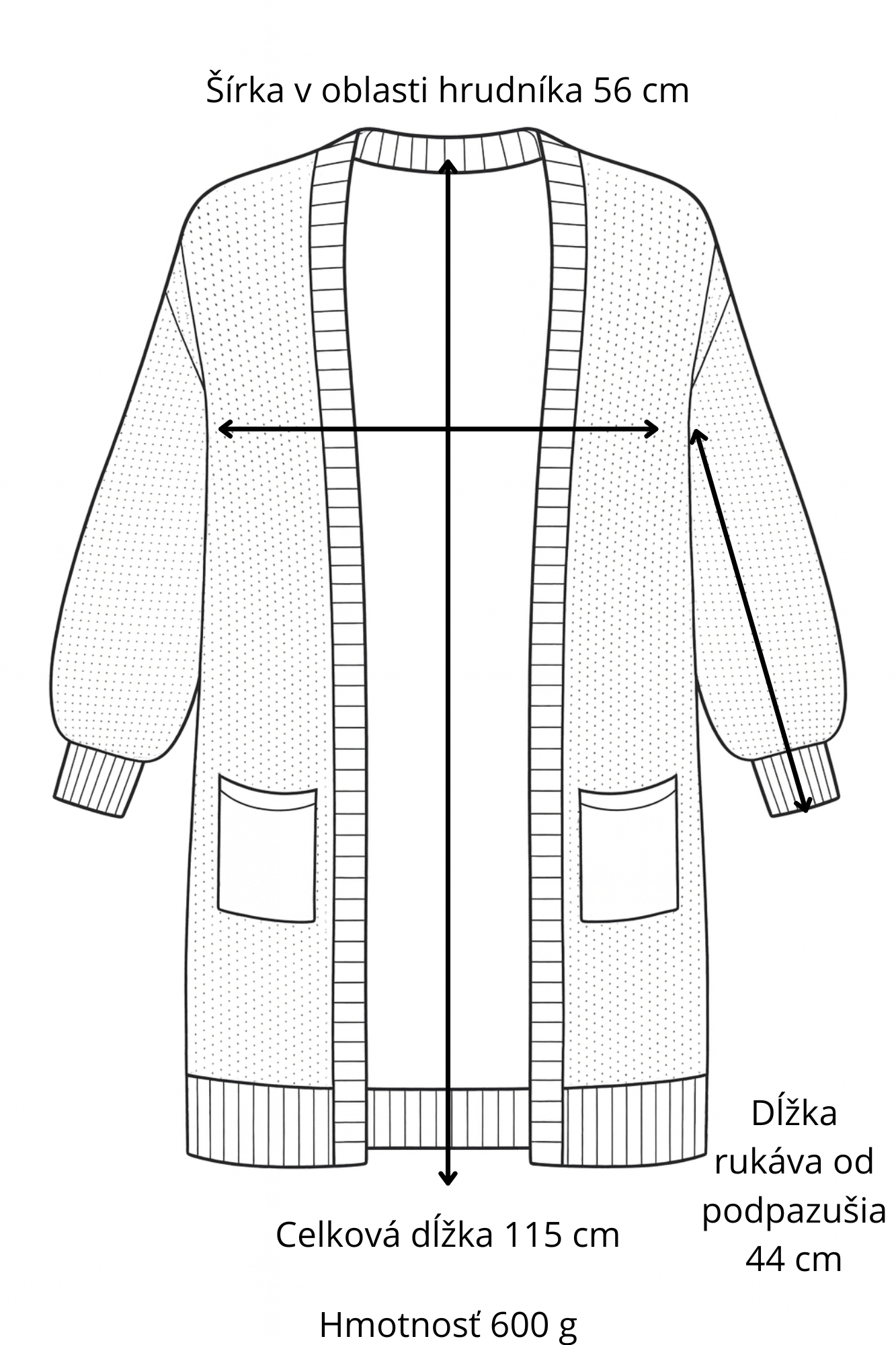 dlhý svetrik, červený, žltý a šedý